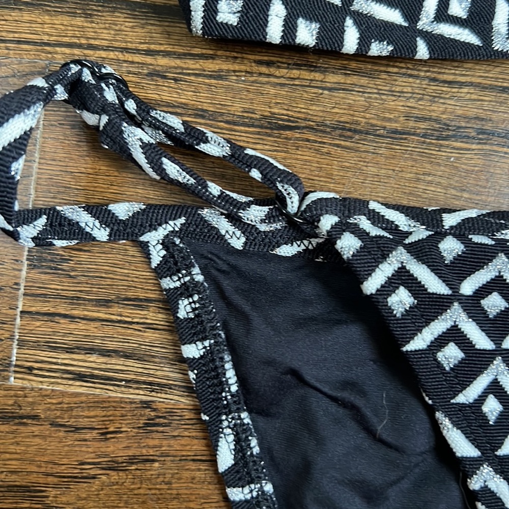 Solid & Striped String Bikini Size Small - image 3